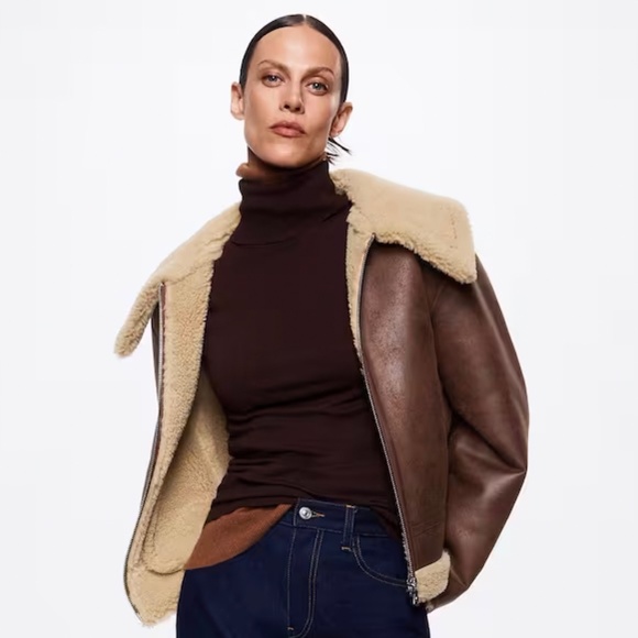 Mango Shearling Collar Jacket – WORN ONCE - Picture 2 of 7